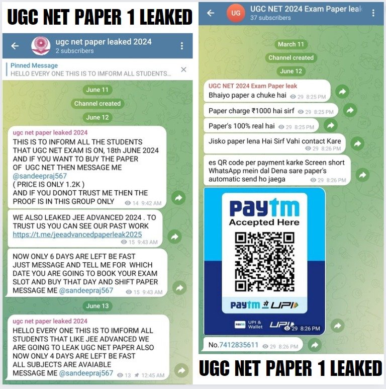 UGC NET Paper 1 Leaked on telegram post